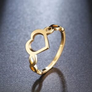 Bague coeur en acier inoxydable pour femmes