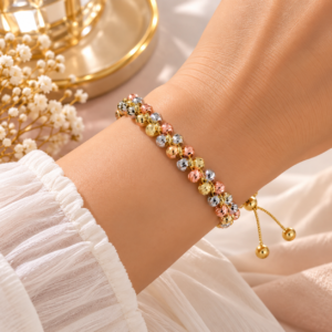 Bracelet Tricolore à Perles Facettées
