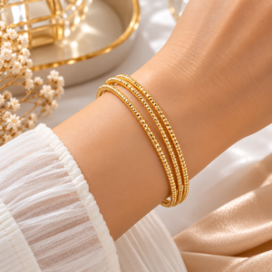 Ensemble de Bracelets Joncs Dorés Texturés