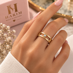 Bague Dorée Minimaliste avec Pierre