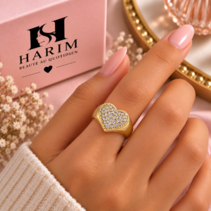 Bague Cœur Dorée Scintillante