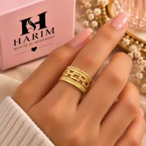 Bague dorée chaîne entrelacée