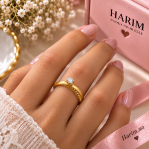 Bague Dorée Éclat Solitaire