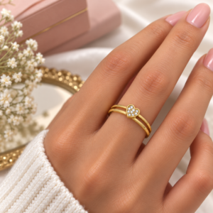 Bague Cœur Dorée avec Zircons