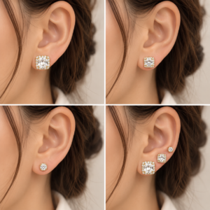 Set de 3 paires de boucles d’oreilles dorées à zircons