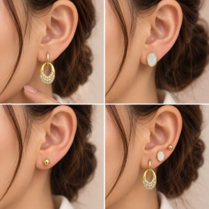 Set de 3 paires de boucles d’oreilles dorées – 3 modèles