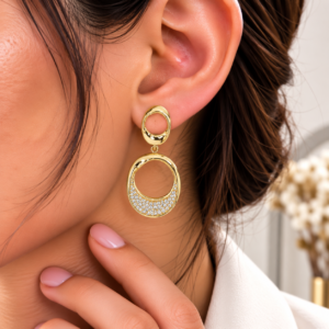 Boucles d’oreilles pendantes Cercle Éclat Doré