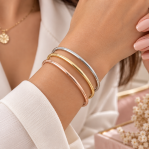 Set de 3 Bracelets Joncs Femme – Doré, Argenté & Or Rose