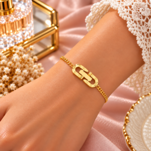 Bracelet Doré à Maillons Géométriques Entrelacés
