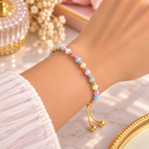 Bracelet ajustable à perles pastel multicolores
