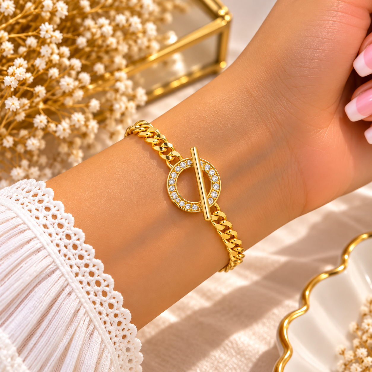 Bracelet Doré Cercle Scintillant