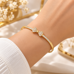 Bracelet Jonc Doré Nœud Scintillant