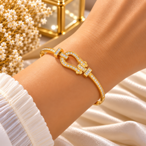 Bracelet Jonc Doré à Motif Boucle