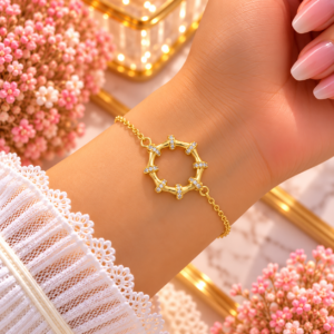 Bracelet doré Cercle Bambou Scintillant