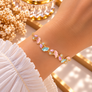 Bracelet Doré Fleuri Multicolore