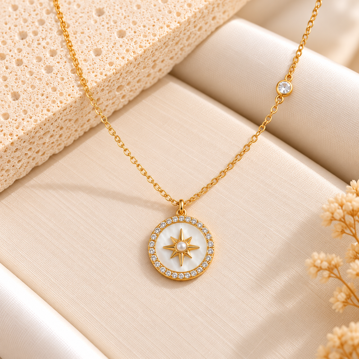 Collier doré au médaillon étoilé