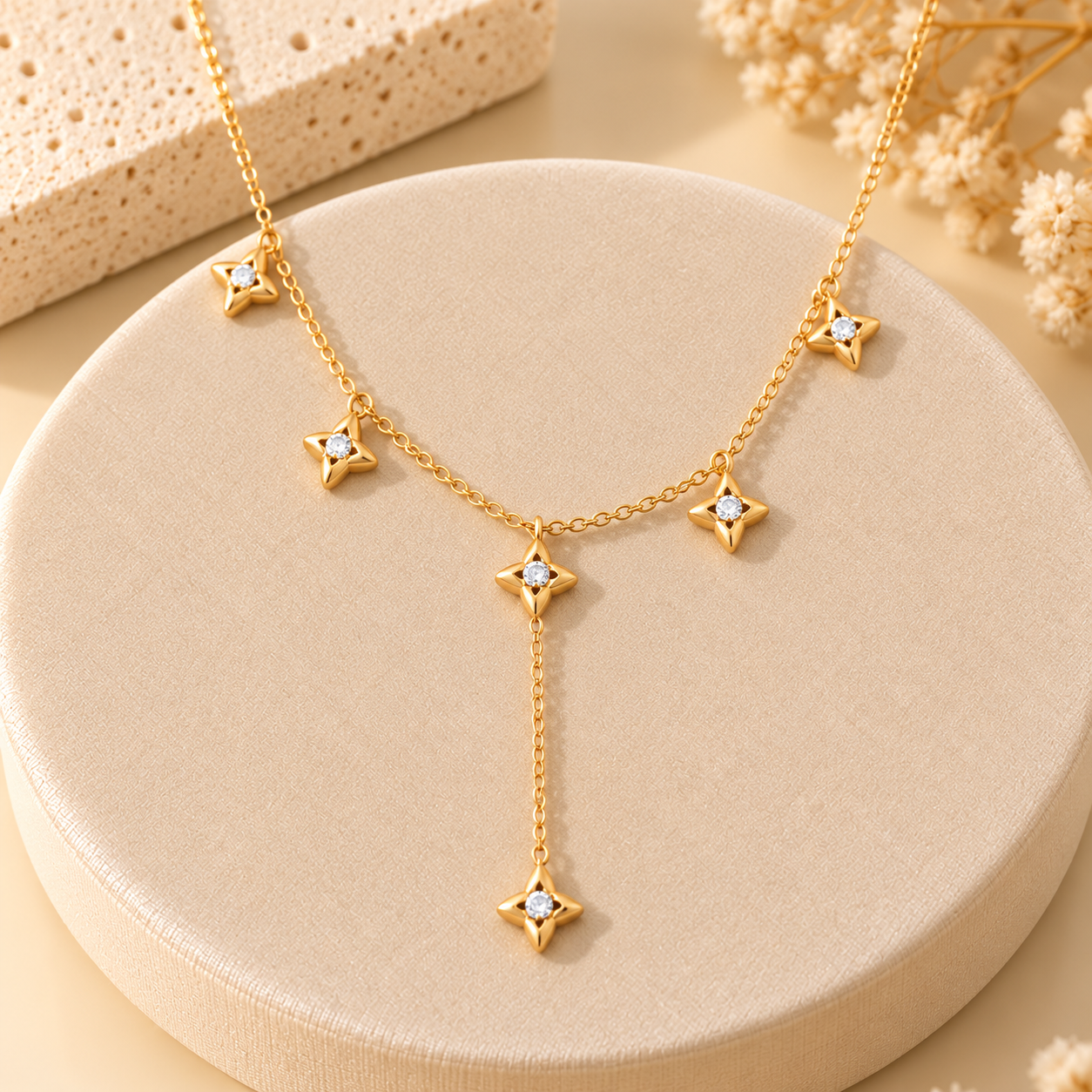 Collier doré aux charms étoilés