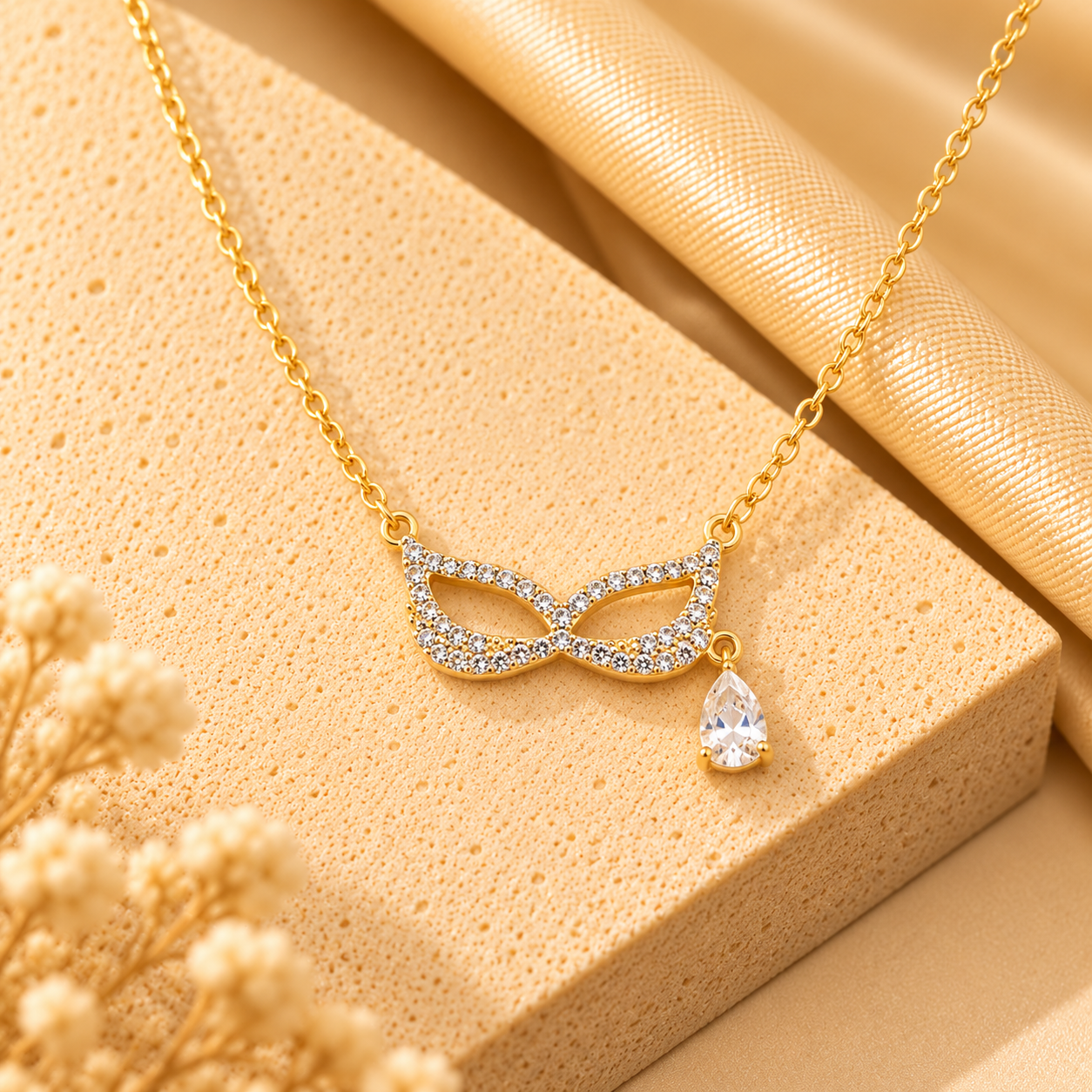 Collier doré et cristal scintillant