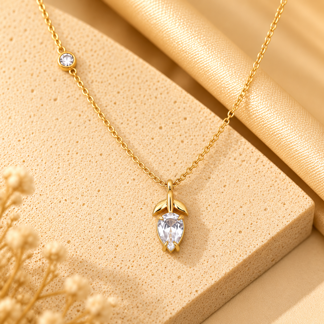 Collier doré et pendentif scintillant