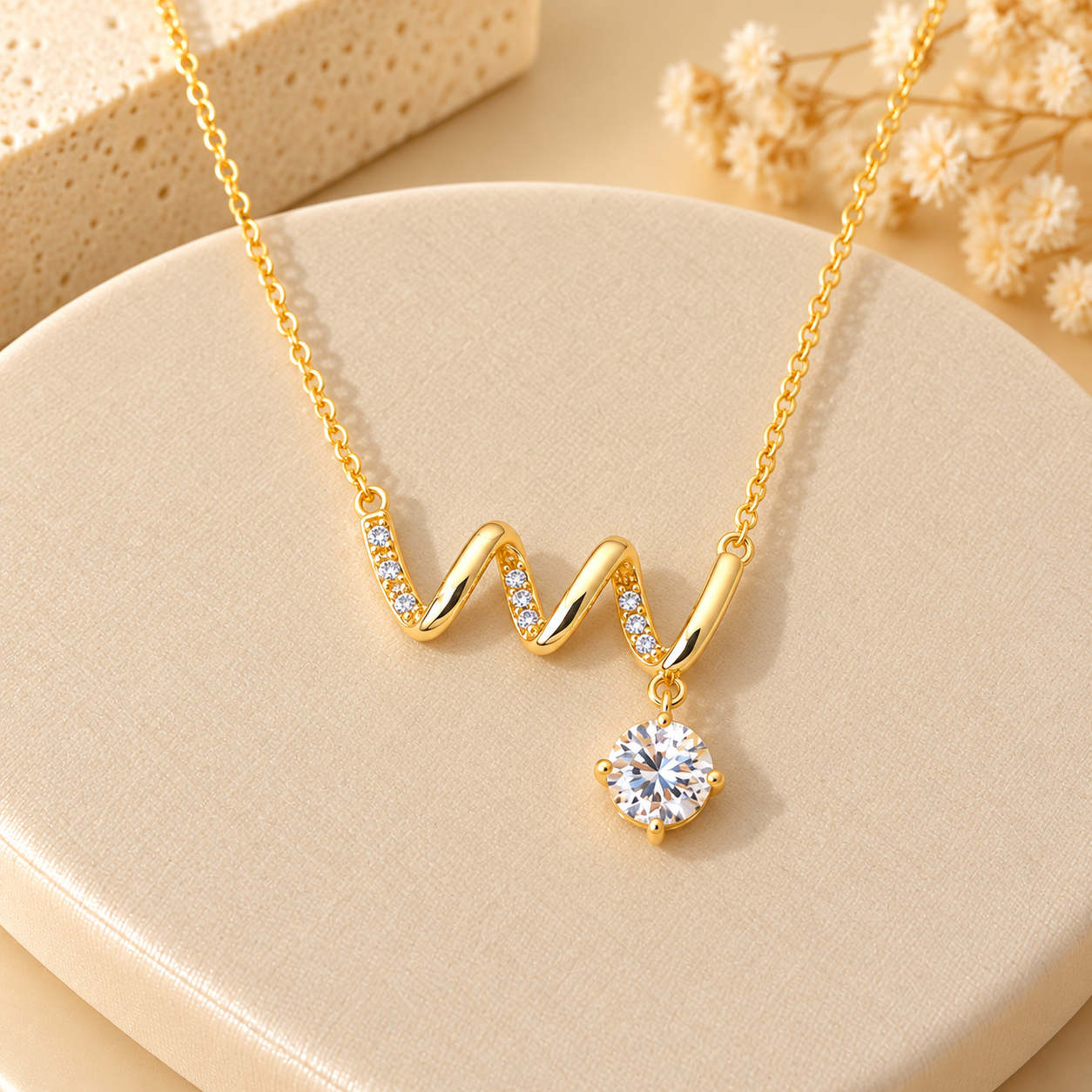 Collier doré ondulé scintillant
