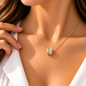 Collier Doré à Perles & Pierres Scintillantes
