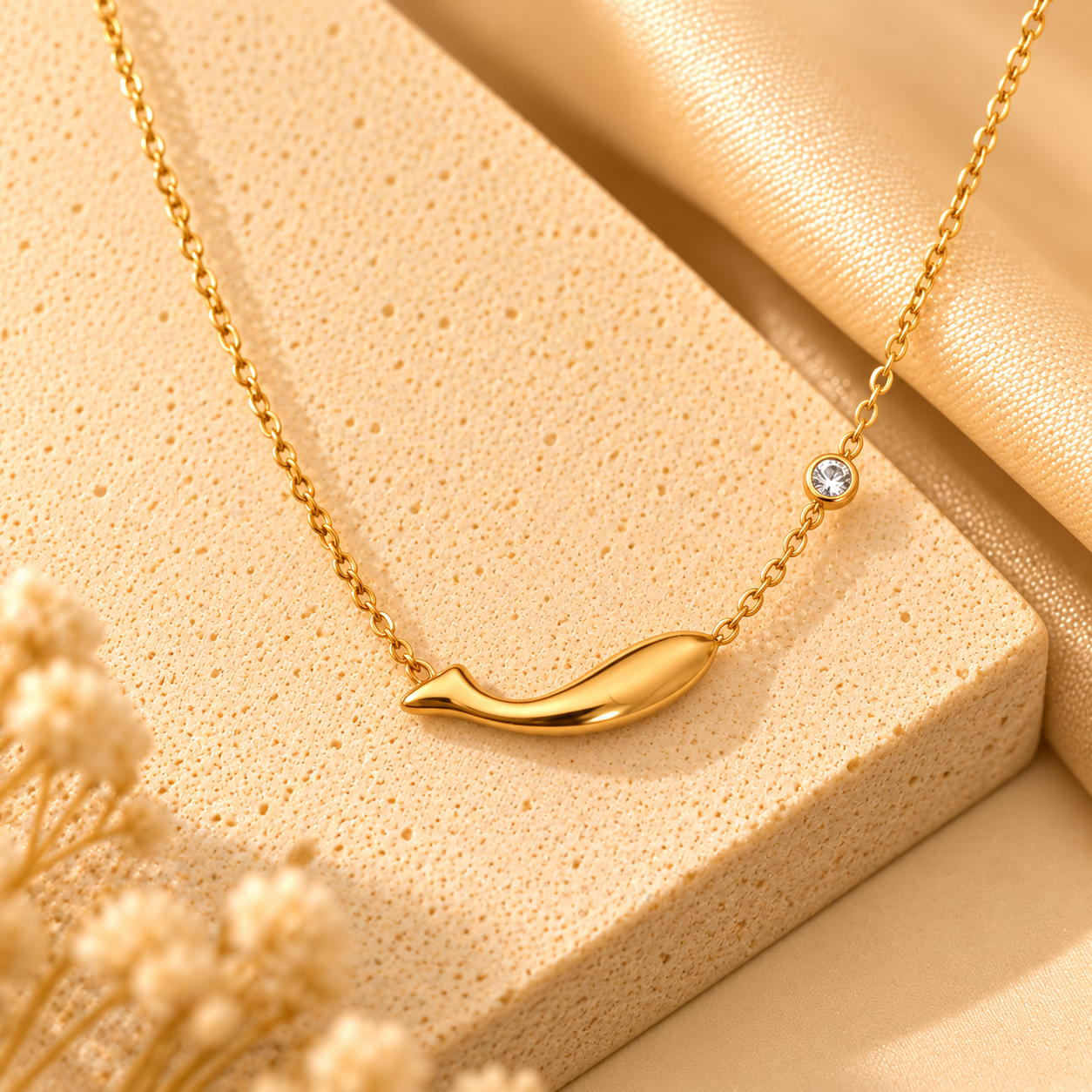 Collier en or sur pierre texturée